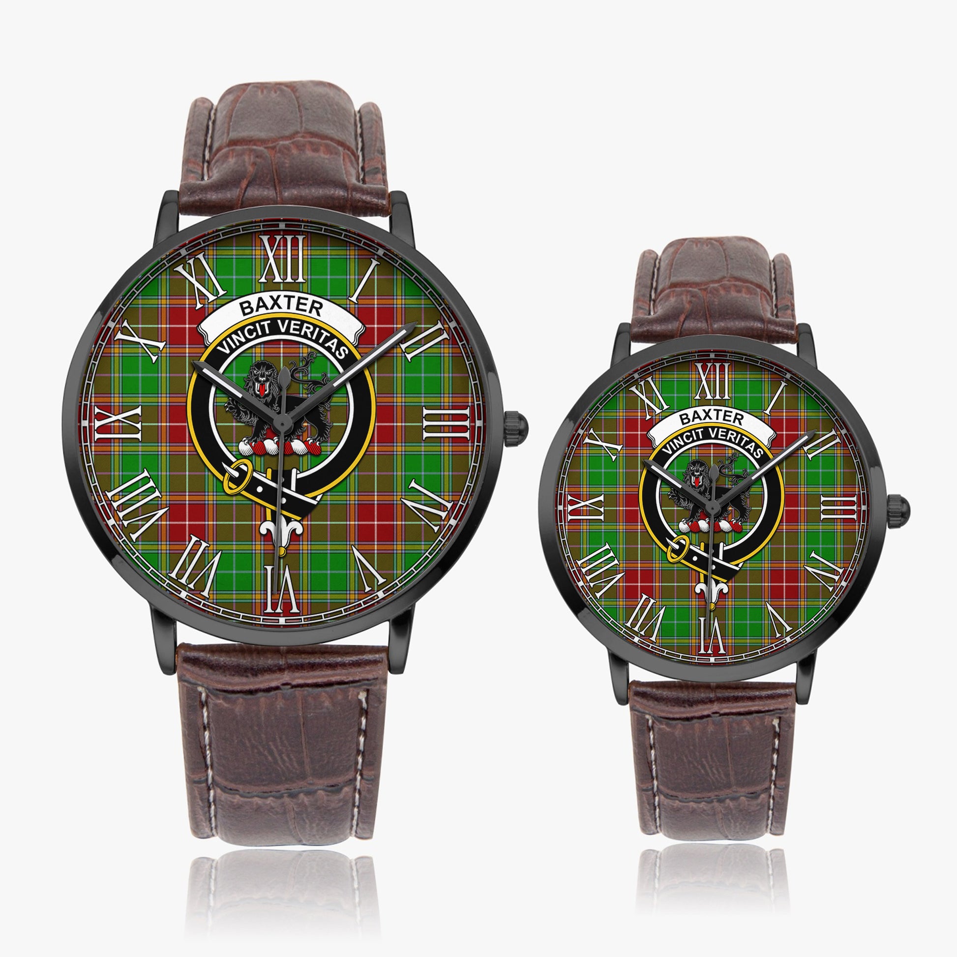 Baxter Modern Tartan Family Crest Leather Strap Quartz Watch - Tartanvibesclothing