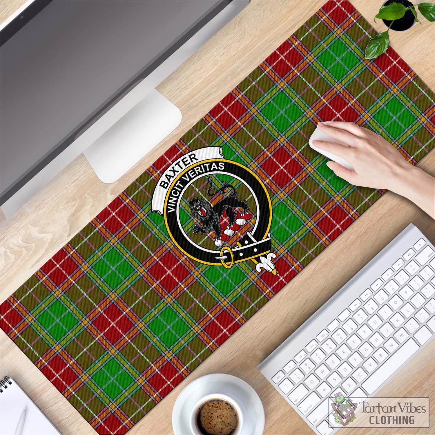 Tartan Vibes Clothing Baxter Modern Tartan Mouse Pad with Family Crest