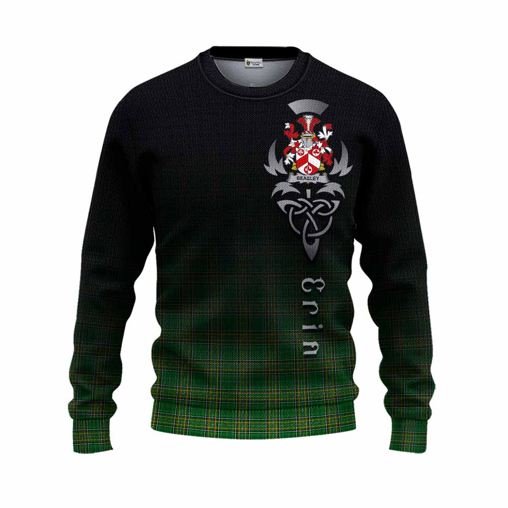 Beasley Irish Clan Knitted Sweater with Coat of Arms Erin Go Bragh Celtic Inspired Unisex - Tartan Vibes Clothing
