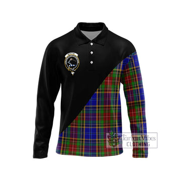 Beattie Tartan Long Sleeve Polo Shirt with Family Crest and Military Logo Style