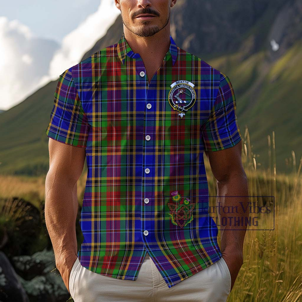 Beattie Tartan Cotton Hawaiian Shirt with Family Crest Adult - Tartan Vibes Clothing