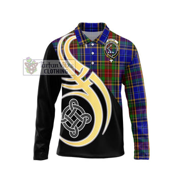 Beattie Tartan Long Sleeve Polo Shirt with Family Crest and Celtic Symbol Style