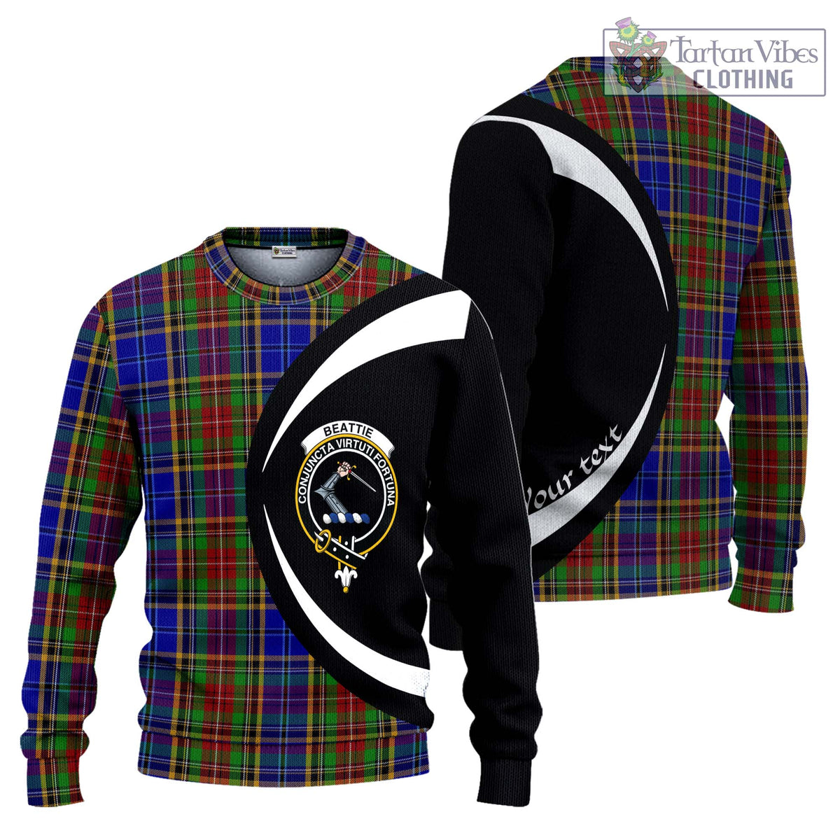 Beattie Tartan Ugly Sweater with Family Crest Circle Style Unisex - Tartan Vibes Clothing