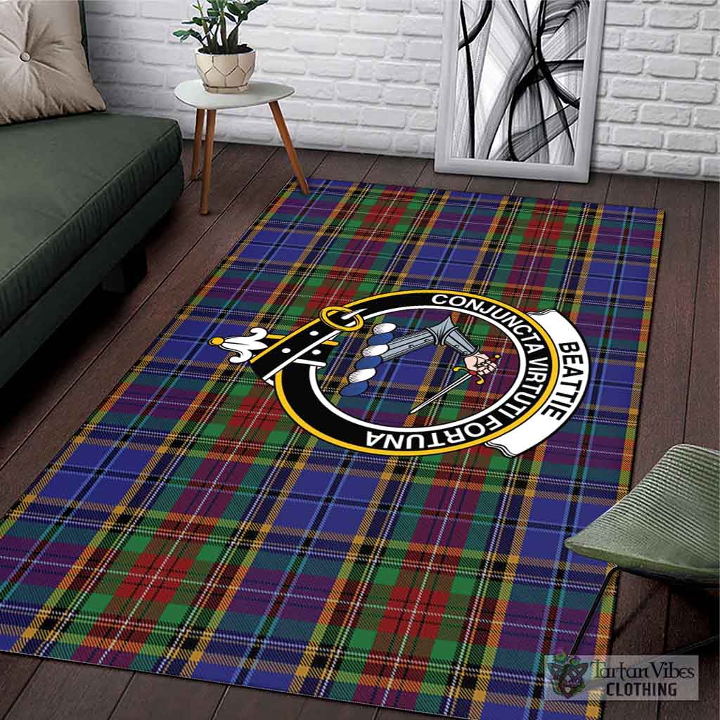 Tartan Vibes Clothing Beattie Tartan Area Rug with Family Crest