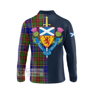 Beattie Tartan Long Sleeve Polo Shirt Alba with Scottish Lion Royal Arm Half Style