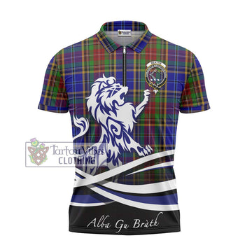 Beattie Tartan Zipper Polo Shirt with Alba Gu Brath Regal Lion Emblem - Tartan Vibes Clothing