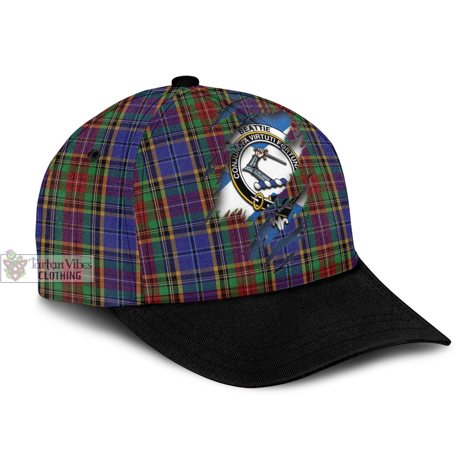 Tartan Vibes Clothing Beattie Tartan Classic Cap with Family Crest In Me Style