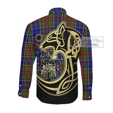 Beattie Tartan Long Sleeve Button Shirt with Family Crest Celtic Wolf Style