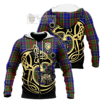 Beattie Tartan Knitted Hoodie with Family Crest Celtic Wolf Style Unisex Knitted Zip Hoodie - Tartan Vibes Clothing