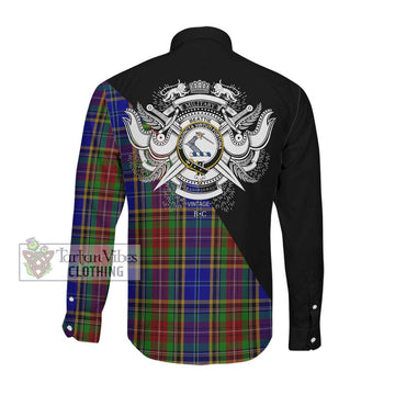 Beattie Tartan Long Sleeve Button Shirt with Family Crest and Military Logo Style Men's Shirt - Tartan Vibes Clothing