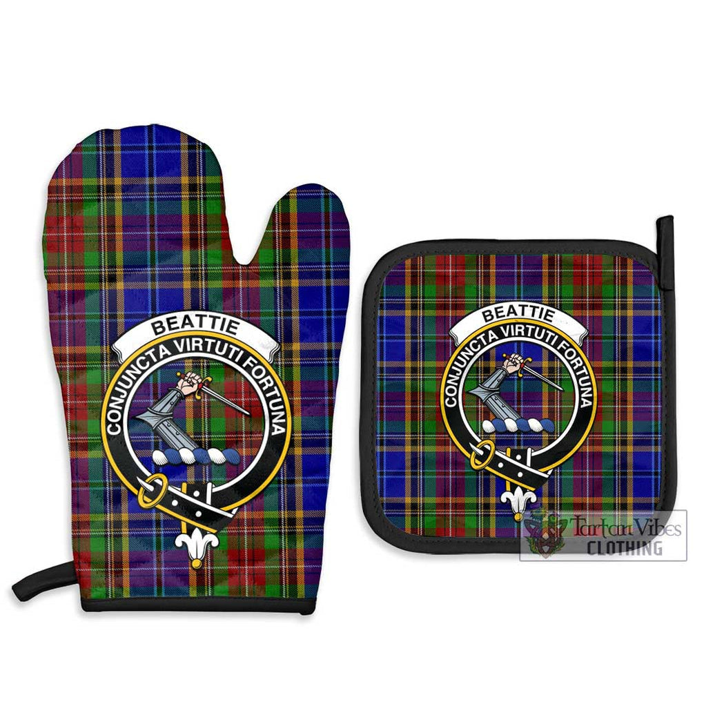 Beattie Tartan Combo Oven Mitt & Pot-Holder with Family Crest - Tartan Vibes Clothing