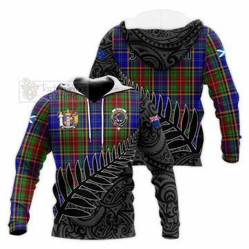 Beattie (Beatty) Crest Tartan Knitted Hoodie with New Zealand Silver Fern Half Style