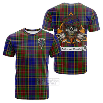 Beattie (Beatty) Tartan Cotton T-shirt with Family Crest and Bearded Skull Holding Bottles of Whiskey Kid's Shirt - Tartan Vibes Clothing