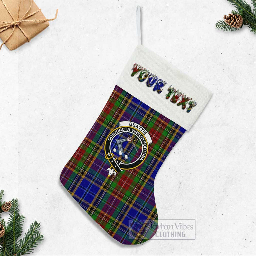 Beattie (Beatty) Tartan Family Crest Christmas Stocking with Personalized Text - Tartan Vibes Clothing