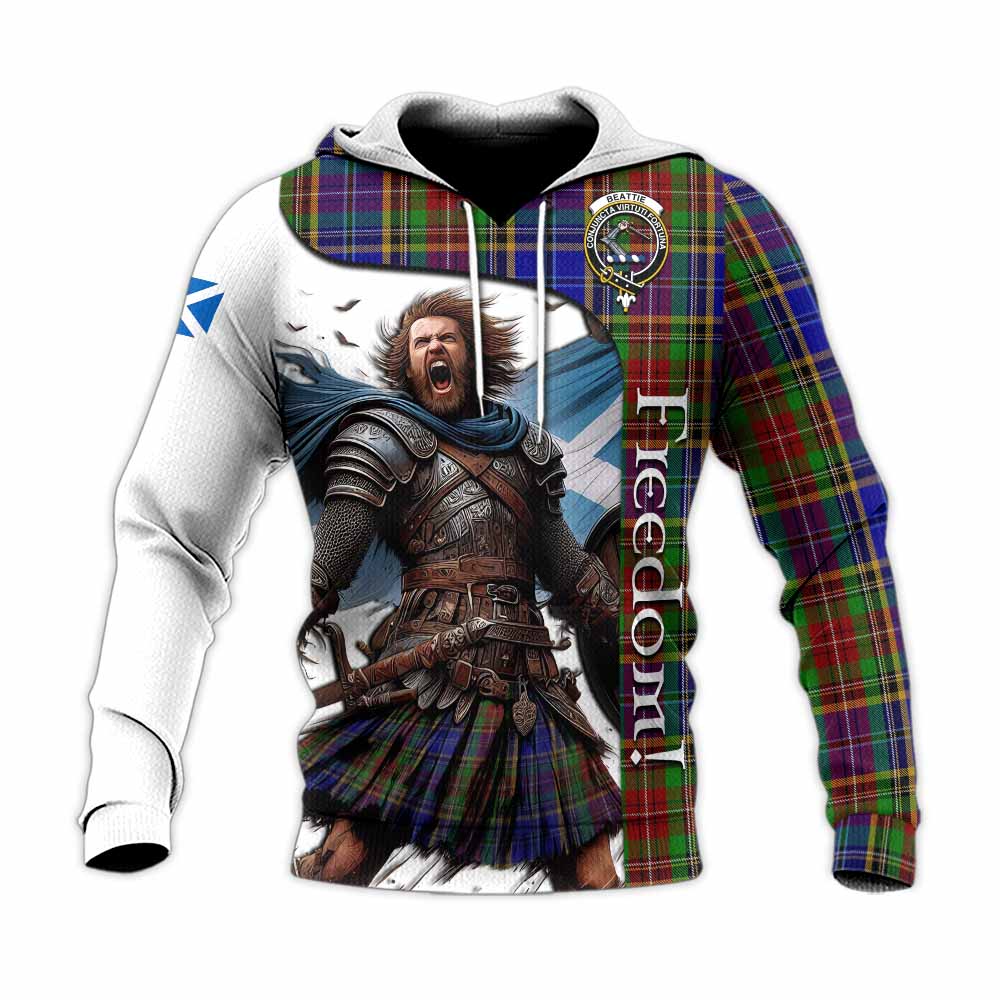 Tartan Vibes Clothing Beattie (Beatty) Crest Tartan Knitted Hoodie Inspired by the Freedom of Scottish Warrior