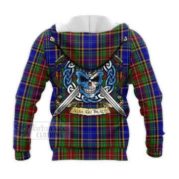 Beattie (Beatty) Tartan Knitted Hoodie with Family Crest Celtic Skull Style