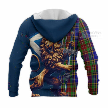 Beattie (Beatty) Tartan Family Crest Knitted Hoodie with Scottish Majestic Lion