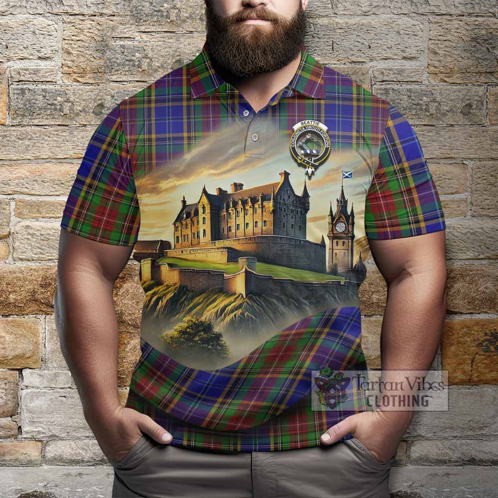 Beattie (Beatty) Tartan Family Crest Polo Shirt with Scottish Ancient Castle Style - Tartan Vibes Clothing