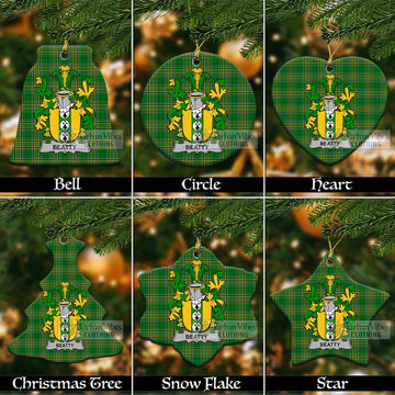 Beatty Irish Clan Tartan Christmas Ceramic Ornament with Coat of Arms