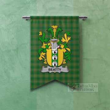 Beatty Irish Clan Tartan Gonfalon, Tartan Banner with Coat of Arms Fishtail - Tartan Vibes Clothing