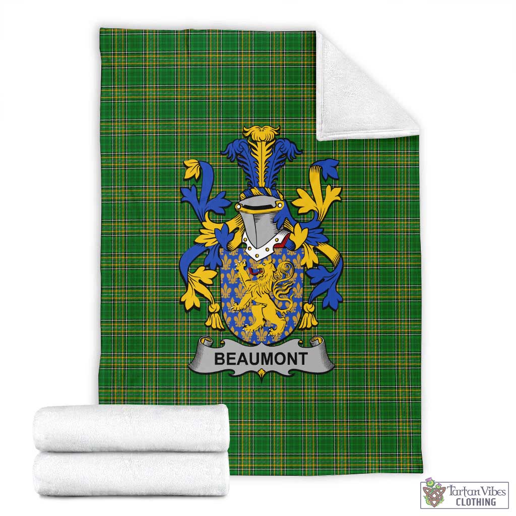 Beaumont Irish Clan Tartan Blanket with Coat of Arms X-Large 59 x 79 inches 150 x 200 cm - Tartan Vibes Clothing