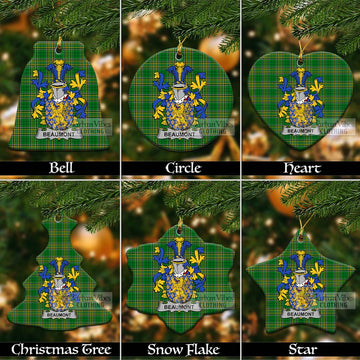 Beaumont Irish Clan Tartan Christmas Ceramic Ornament with Coat of Arms