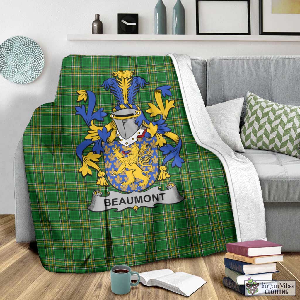 Beaumont Irish Clan Tartan Blanket with Coat of Arms - Tartan Vibes Clothing