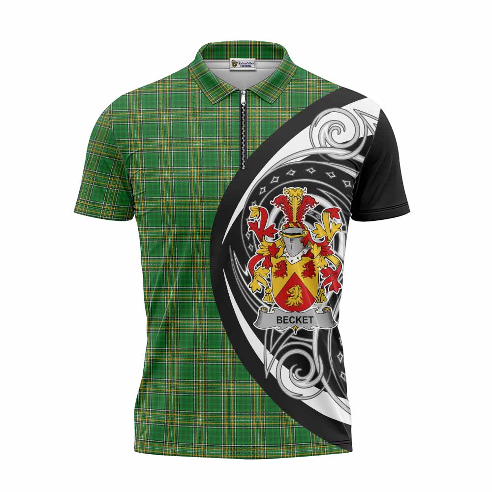 Becket Irish Clan Zipper Polo Shirt Celtic Circle Style Unisex - Tartan Vibes Clothing