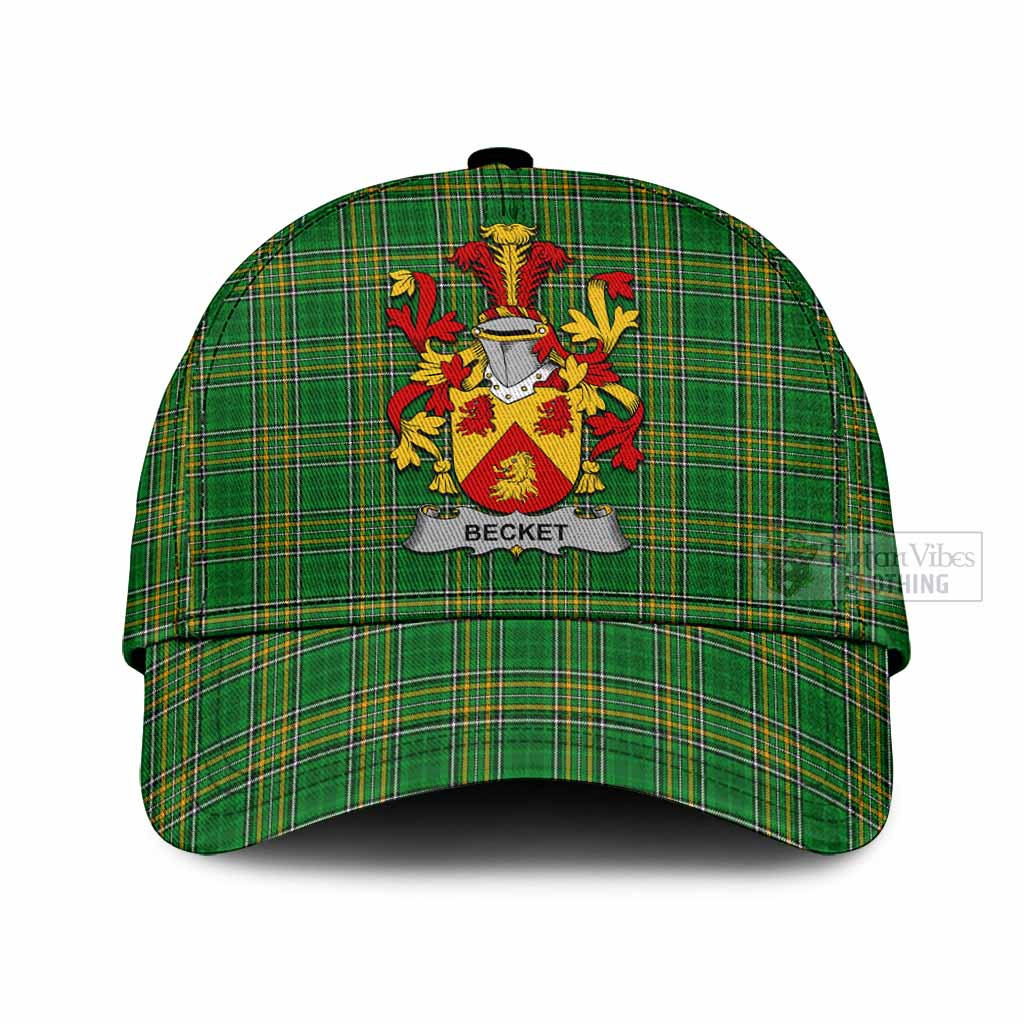 Tartan Vibes Clothing Becket Irish Clan Tartan Classic Cap with Coat of Arms