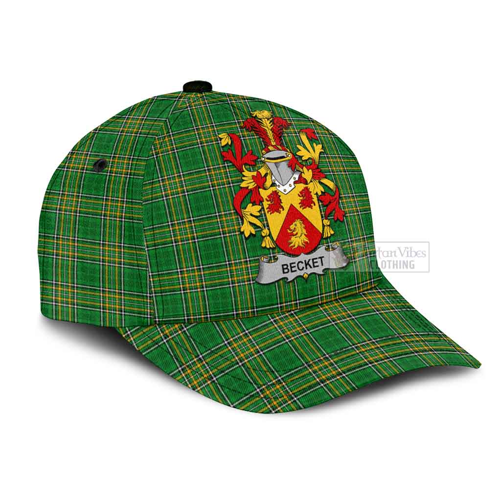 Tartan Vibes Clothing Becket Irish Clan Tartan Classic Cap with Coat of Arms