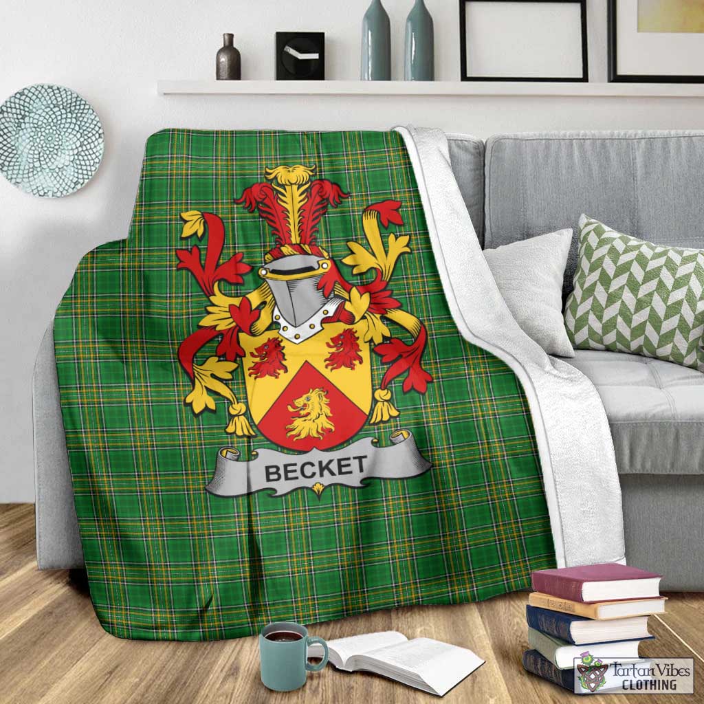 Becket Irish Clan Tartan Blanket with Coat of Arms - Tartan Vibes Clothing