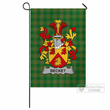 Becket Irish Clan Tartan Flag with Coat of Arms