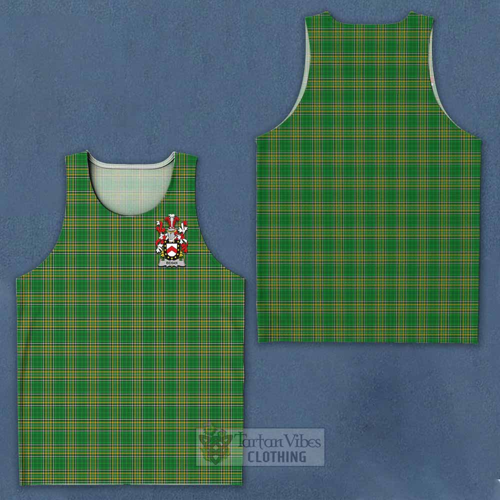 Tartan Vibes Clothing Behan Irish Clan Tartan Men's Tank Top with Coat of Arms