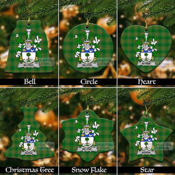 Beirne Irish Clan Tartan Christmas Ceramic Ornament with Coat of Arms