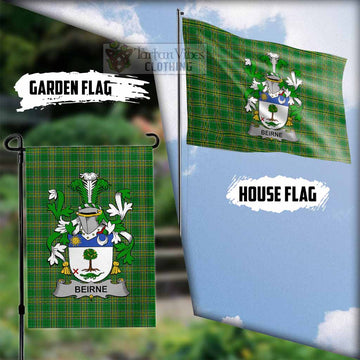 Beirne Irish Clan Tartan Flag with Coat of Arms