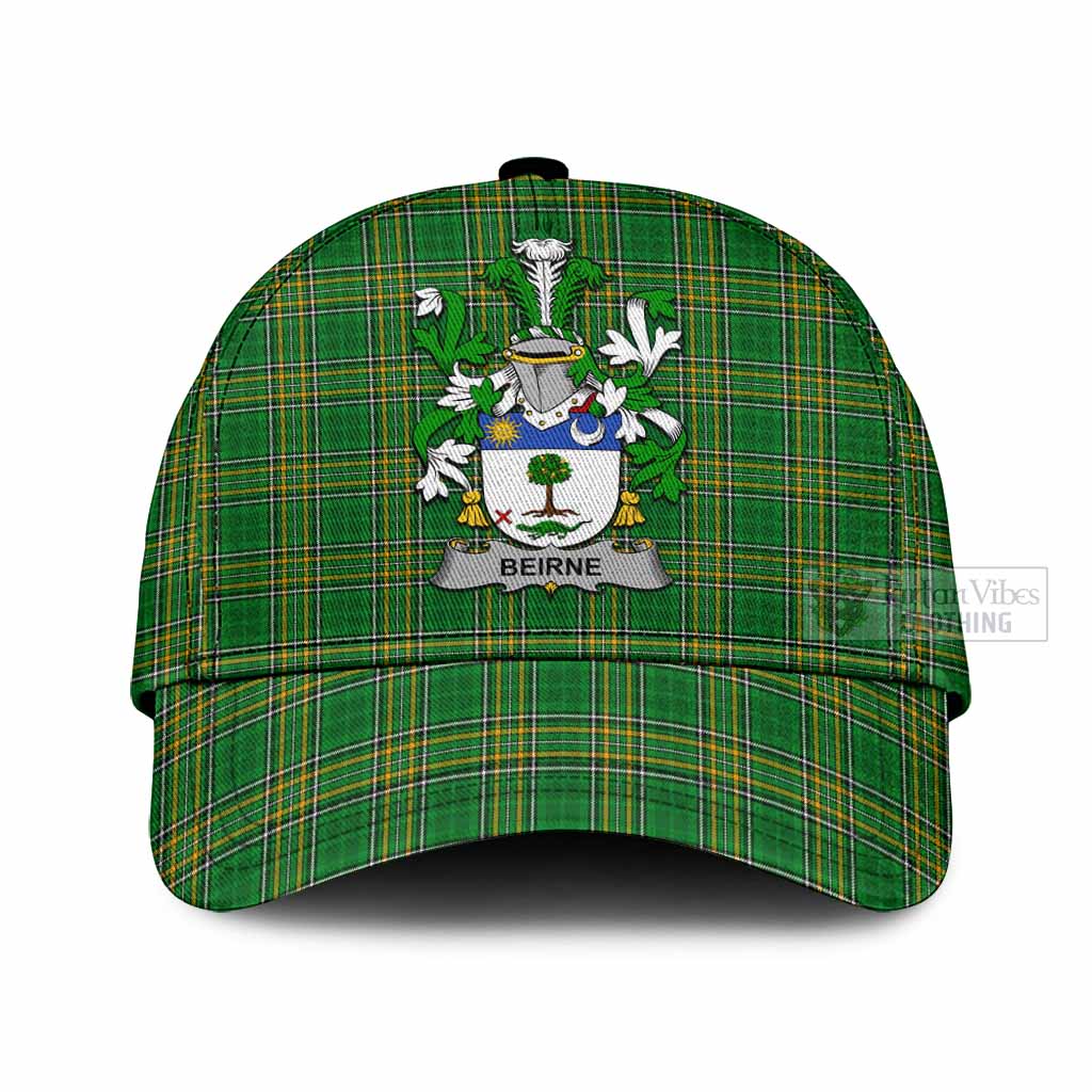 Tartan Vibes Clothing Beirne Irish Clan Tartan Classic Cap with Coat of Arms