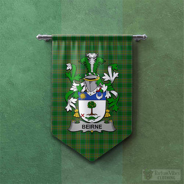 Beirne Irish Clan Tartan Gonfalon, Tartan Banner with Coat of Arms Chevron - Tartan Vibes Clothing