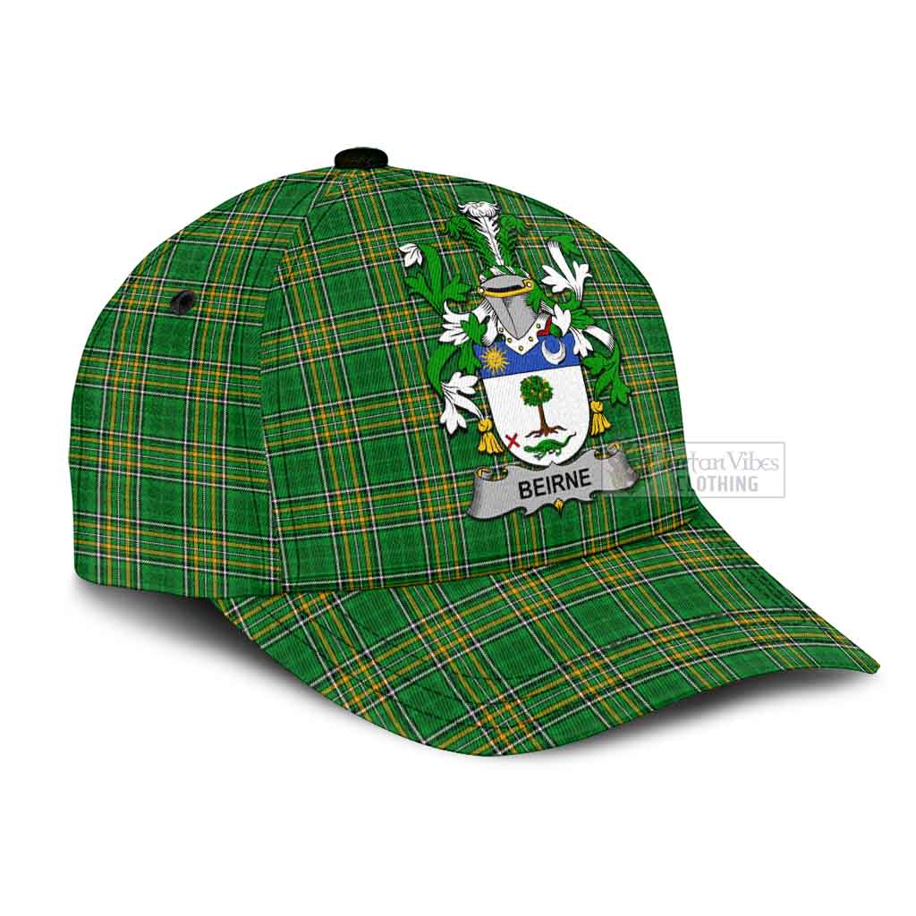 Tartan Vibes Clothing Beirne Irish Clan Tartan Classic Cap with Coat of Arms