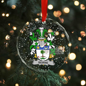 Beirne Irish Clan Christmas Glass Ornament with Coat of Arms