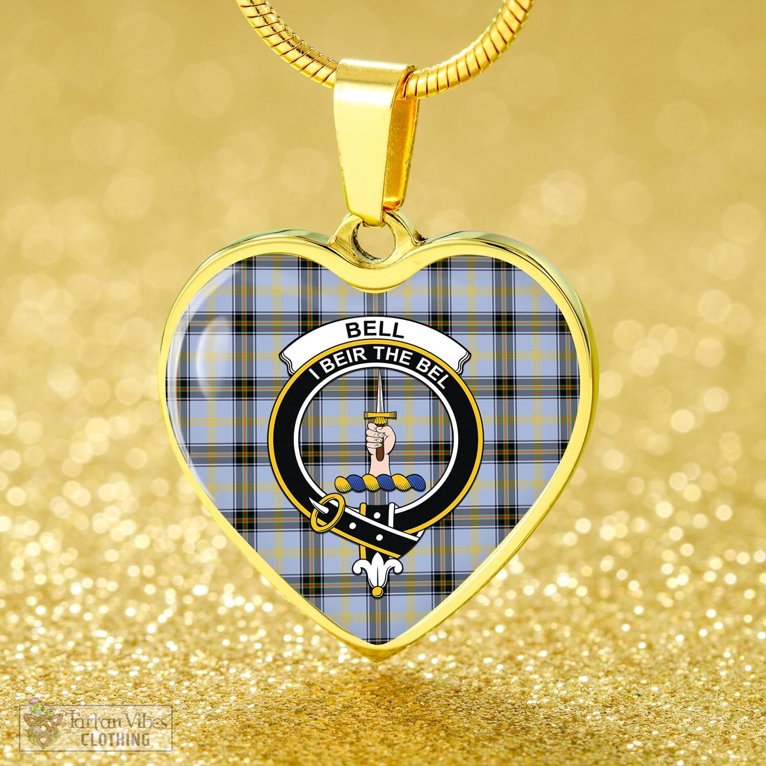 Tartan Vibes Clothing Bell Tartan Heart Necklace with Family Crest