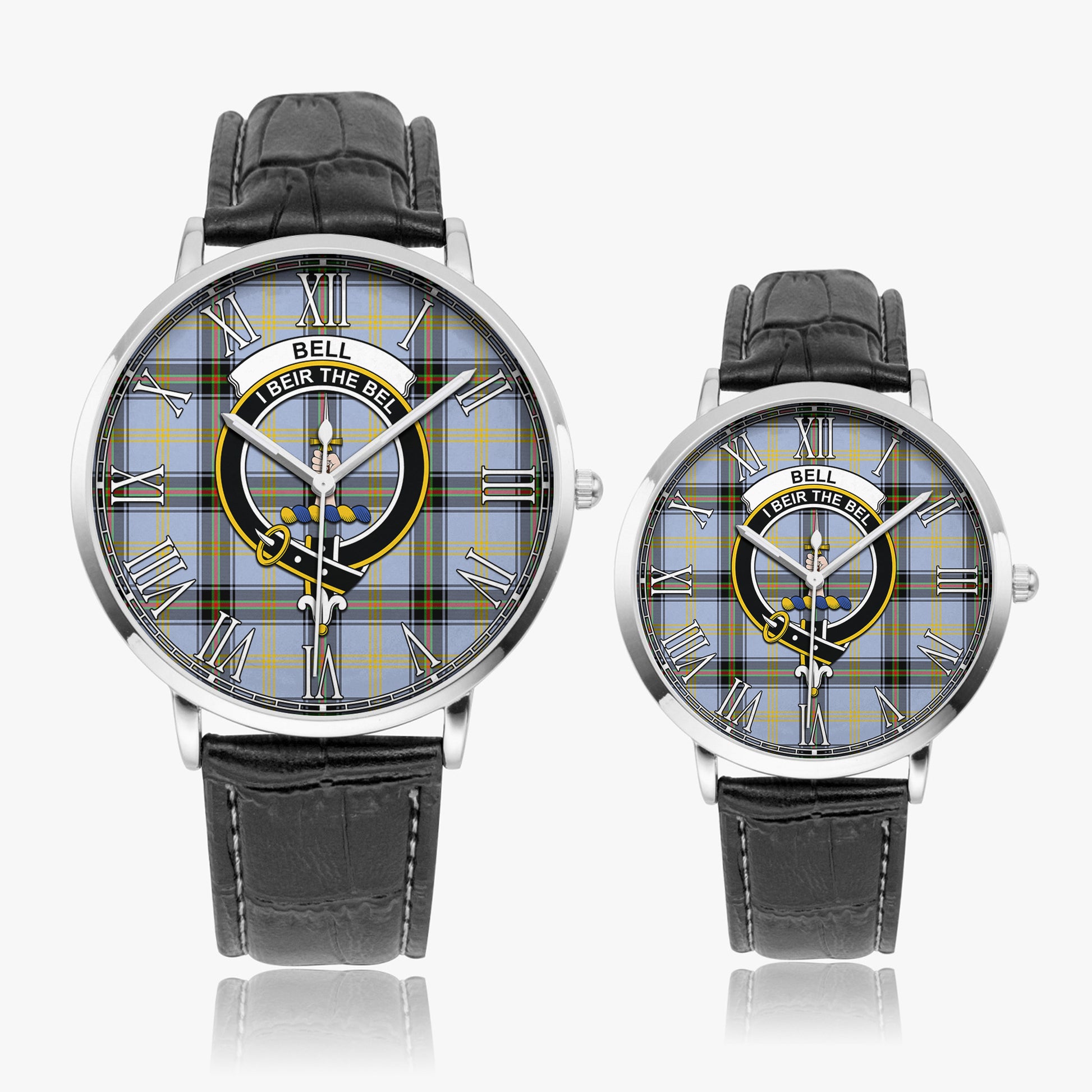 Bell Tartan Family Crest Leather Strap Quartz Watch - Tartanvibesclothing