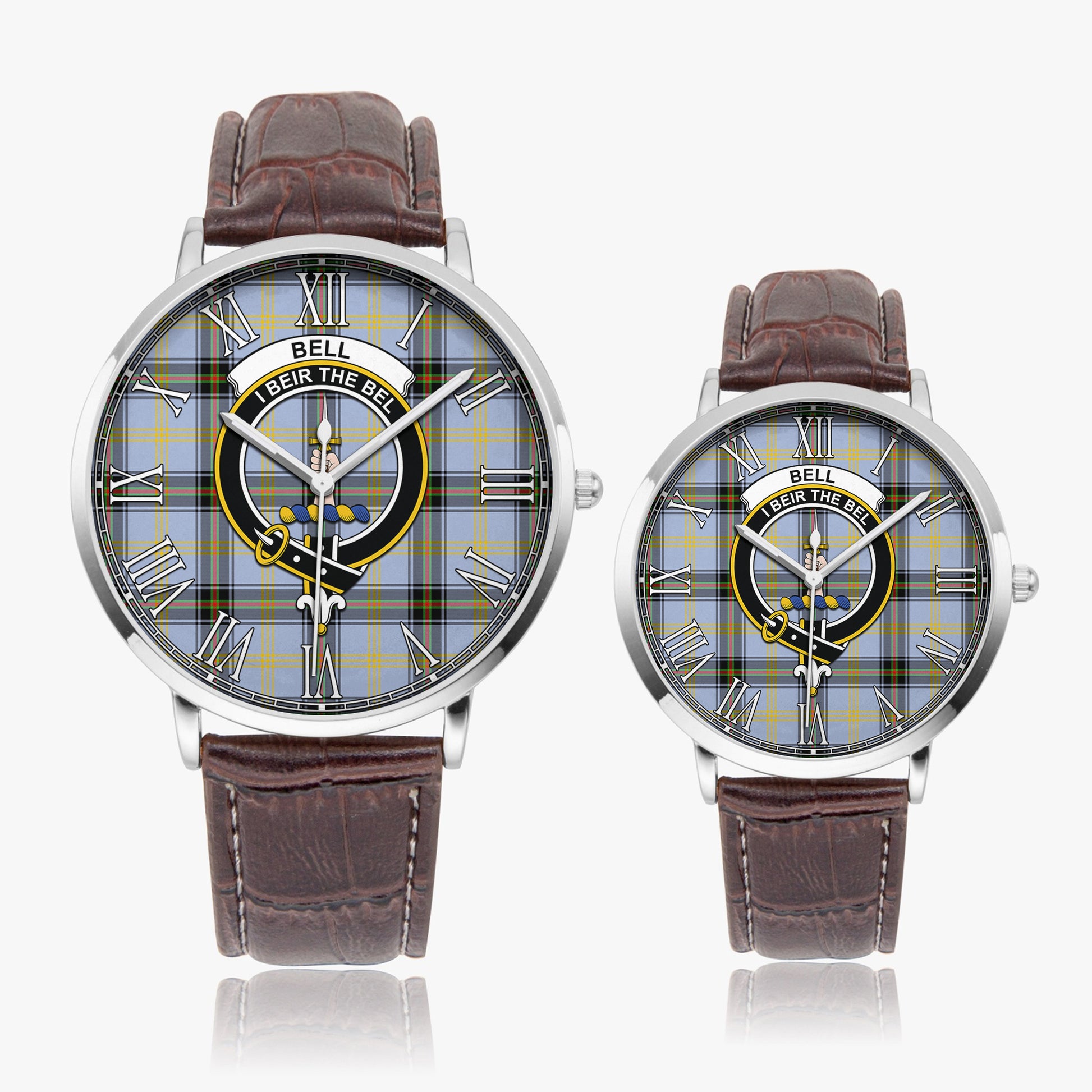 Bell Tartan Family Crest Leather Strap Quartz Watch - Tartanvibesclothing