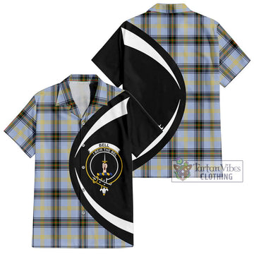 Bell Tartan Short Sleeve Button Up with Family Crest Circle Style