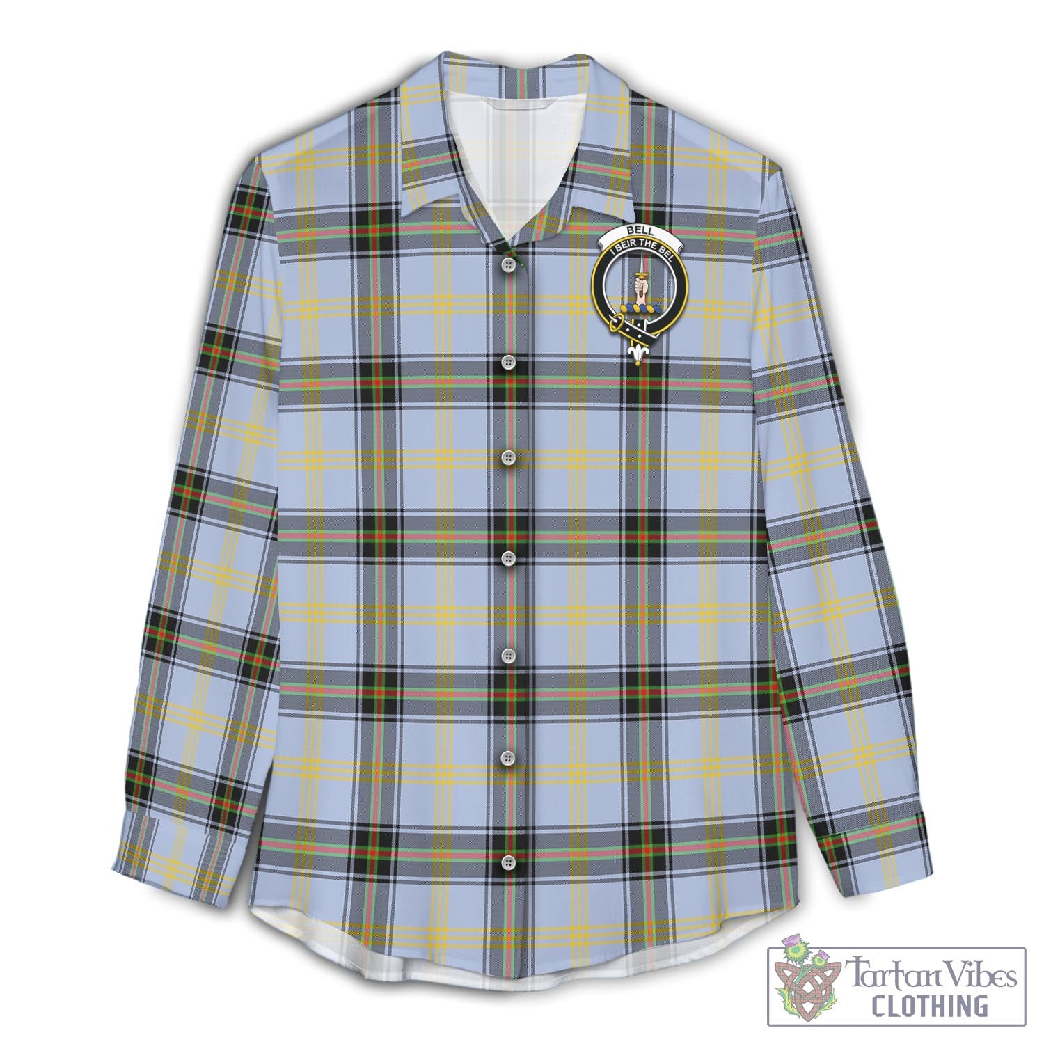 Tartan Vibes Clothing Bell Tartan Womens Casual Shirt with Family Crest