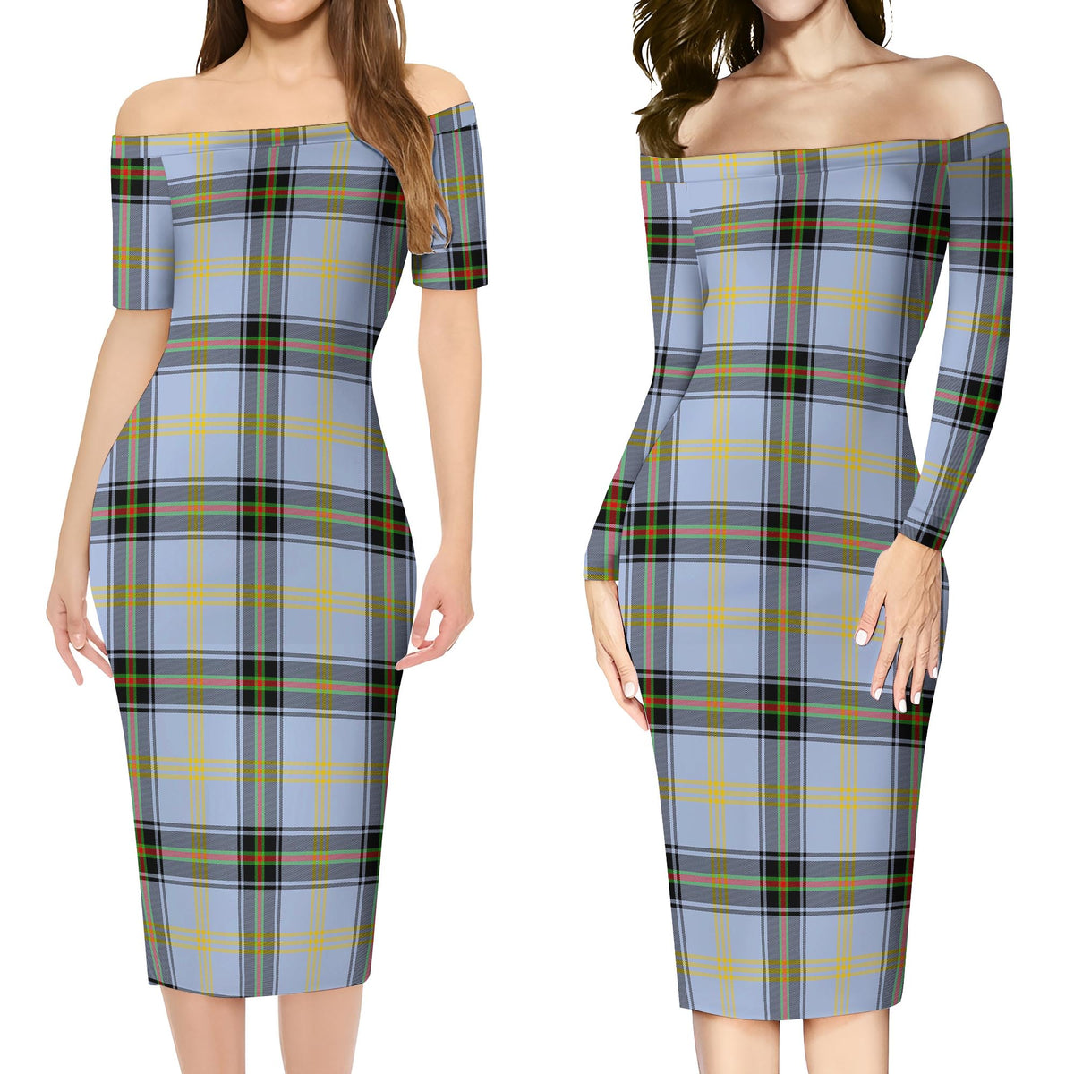 Bell Tartan Off Shoulder Lady Dress Women's Dress - Tartan Vibes Clothing