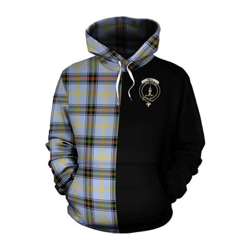 Bell Tartan Cotton Hoodie with Family Crest and Half Of Me Style