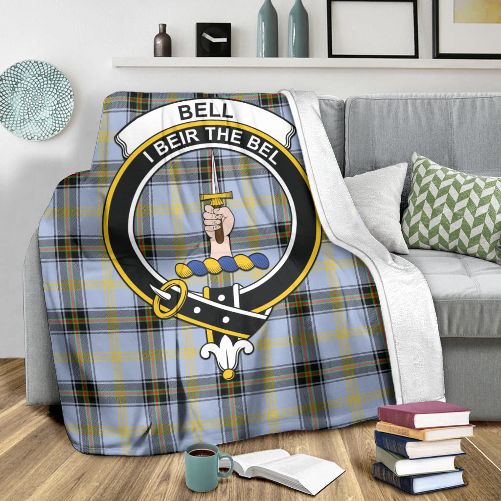 Bell Tartan Blanket with Family Crest X-Large 59 x 79 inches 150 x 200 cm - Tartan Vibes Clothing