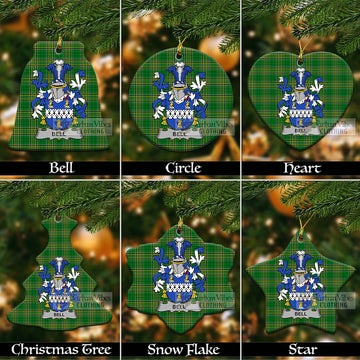 Bell Irish Clan Tartan Christmas Ceramic Ornament with Coat of Arms