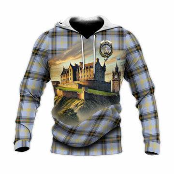 Bell Tartan Family Crest Knitted Hoodie with Scottish Ancient Castle Style Unisex Knitted Pullover Hoodie - Tartan Vibes Clothing