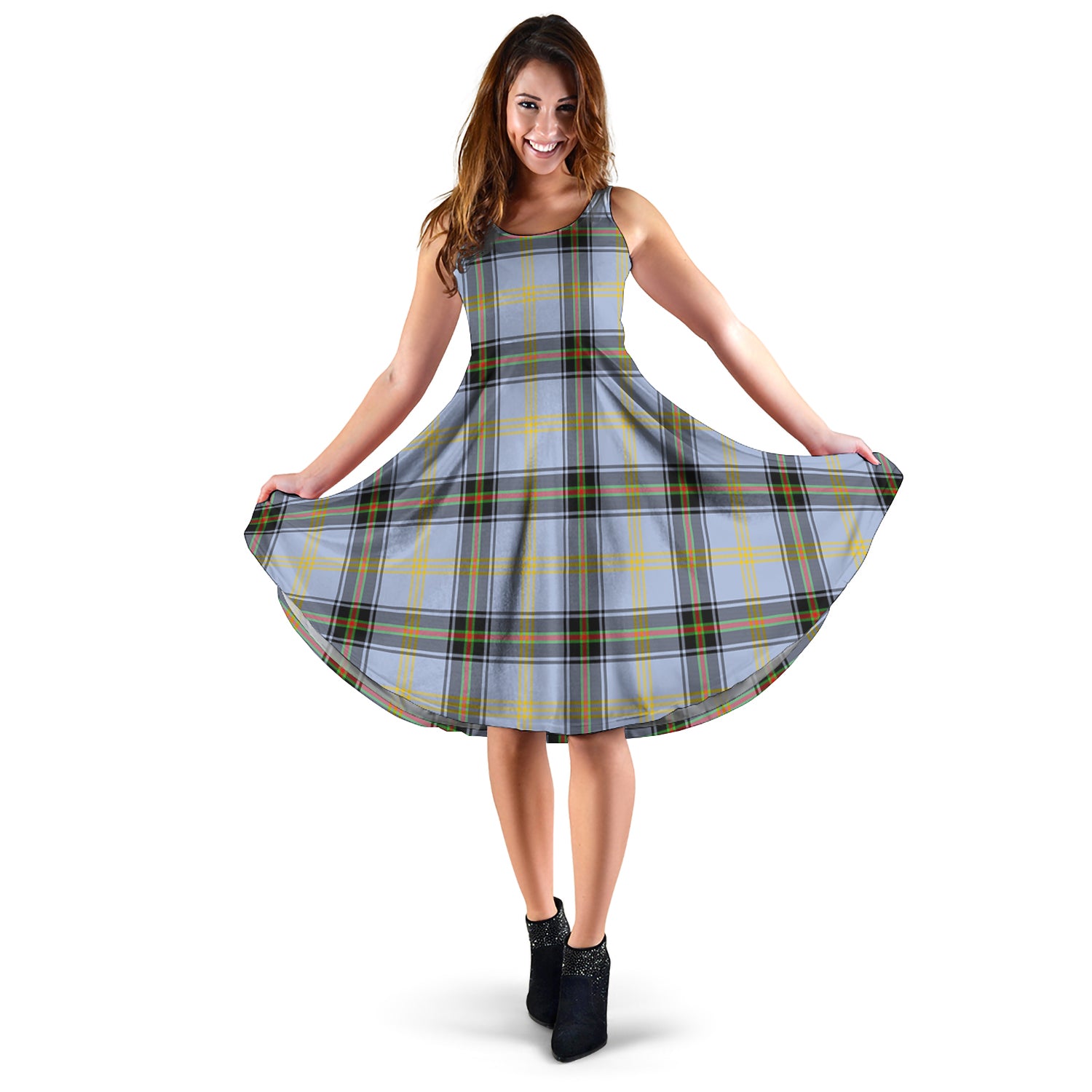 Bell Tartan Sleeveless Midi Womens Dress - Tartanvibesclothing